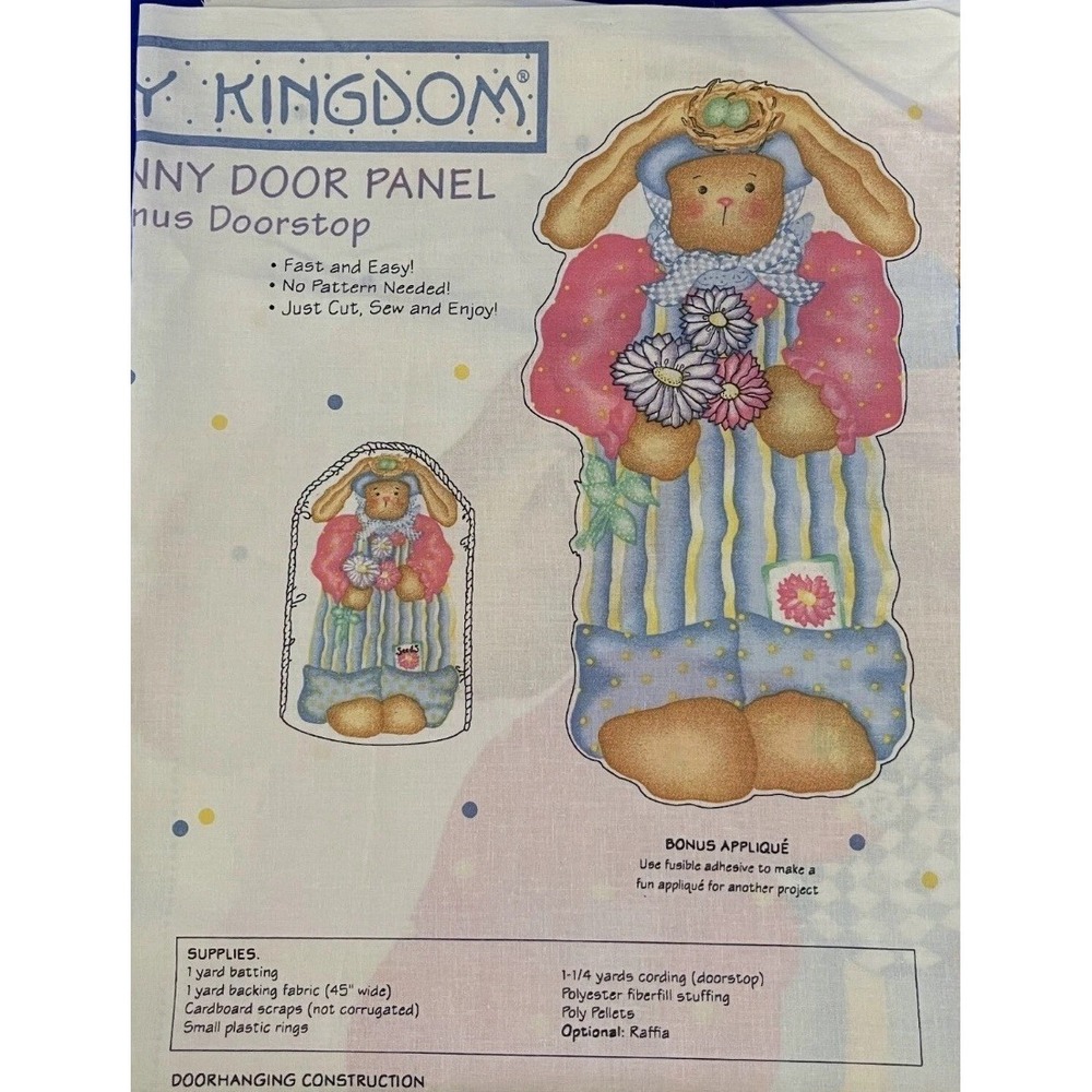 Vtg Set Of 4 Daisy Kingdom ‎ Bunny Door Panels Doorstop Cut & Sew Fabric Easter